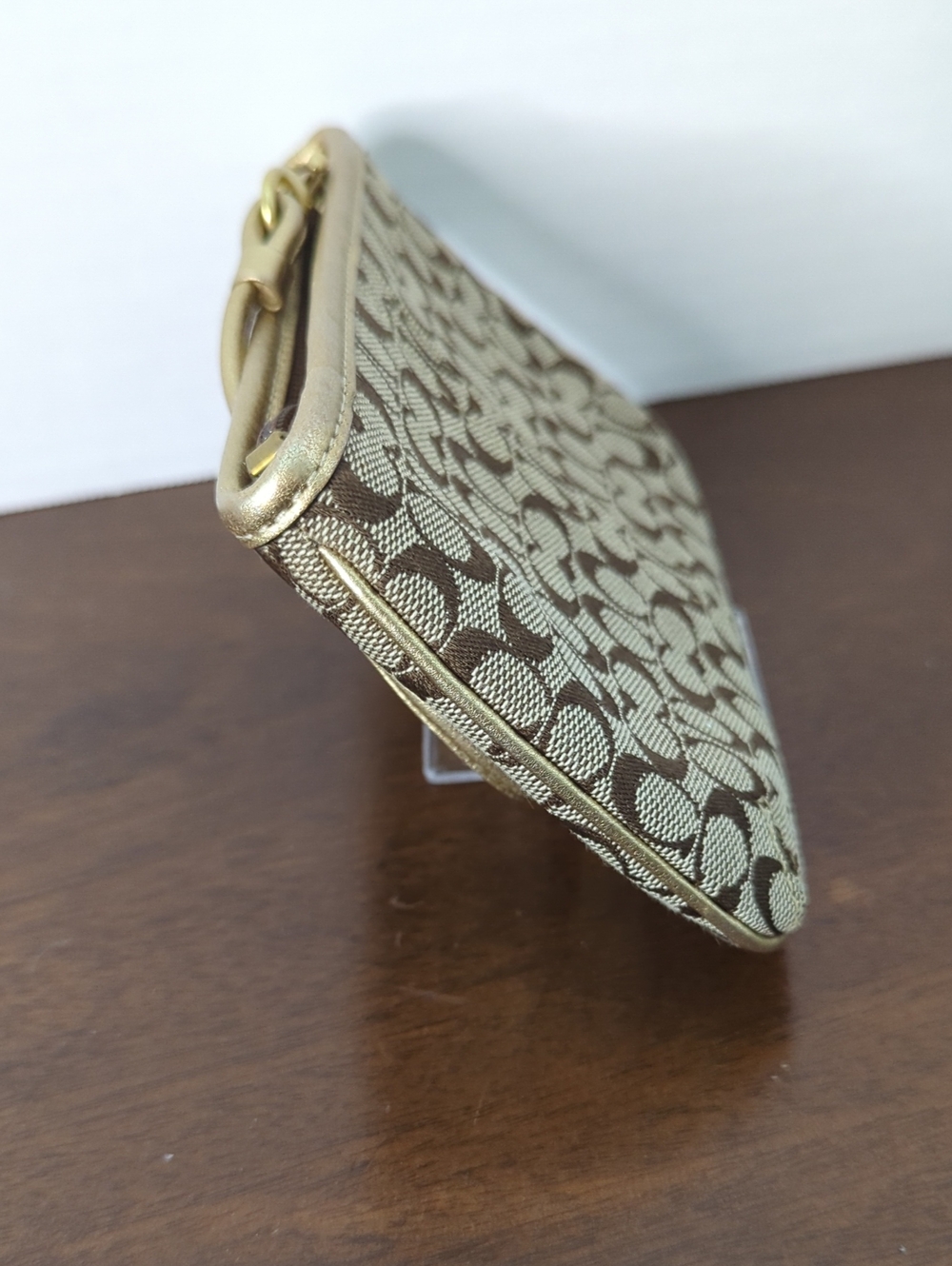 Coach Signature Canvas and Leather Wristlet With Snap Head, Tattersall Lining - Picture 6 of 10